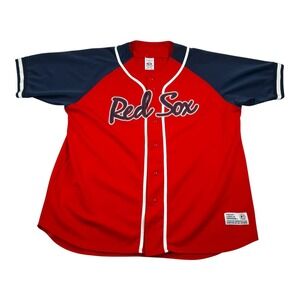 Boston Red Sox Jersey Mens 2XL Red MLB Baseball True Fan Series Button Front